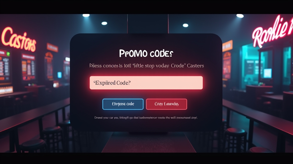 Campo de código promocional con aviso de caducidad en entorno de casino
